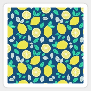 Summer Lemon Pattern in Navy Blue Sticker